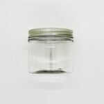 Caurspīdīgs PET trauks kosmētikai ar alumīnija vāku 200 ml